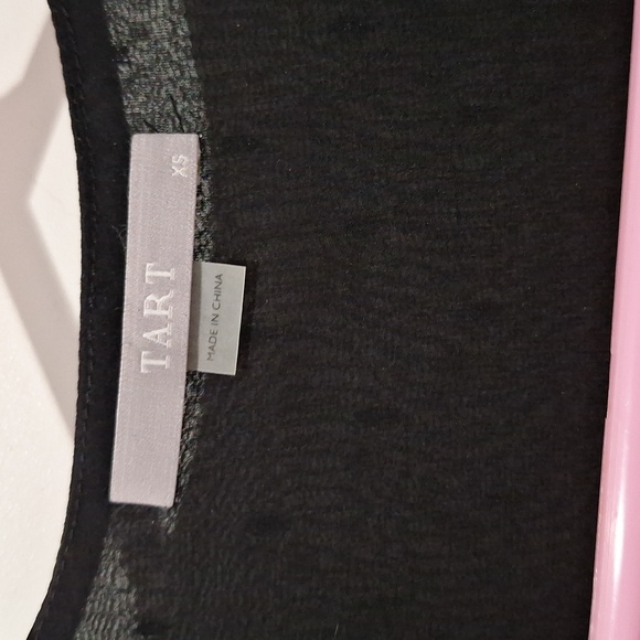 TART Women's black mesh sparkle ruched long sleeve top size xs NWT - Picture 5 of 8